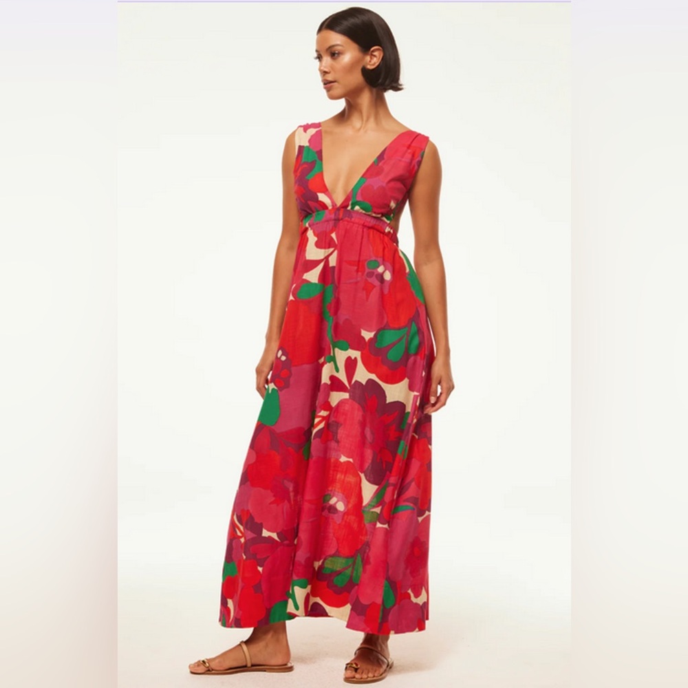 Misa Los Angeles NWT Rosalia Floral V-Neck Maxi Dress